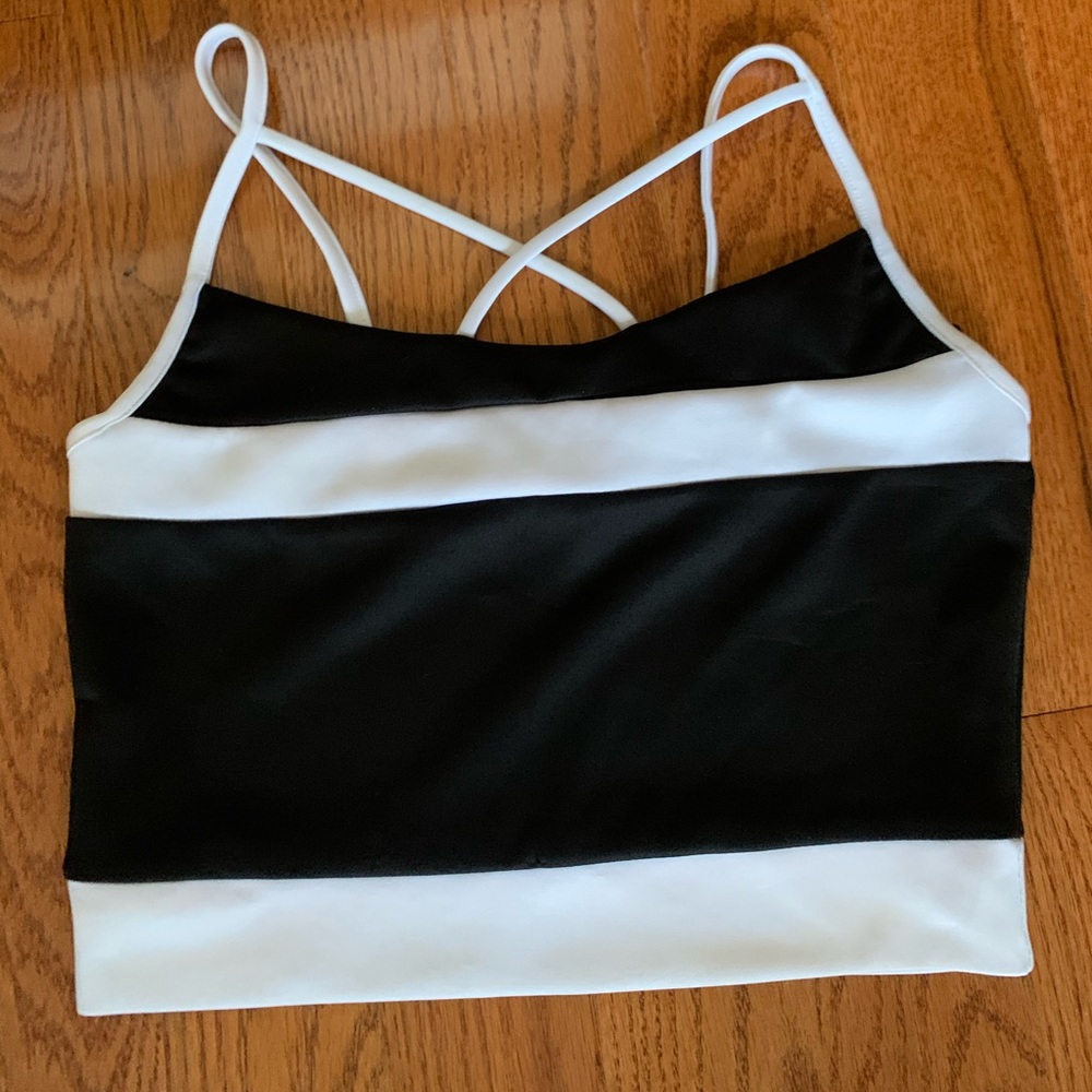 black & white crop top with cute strap design
